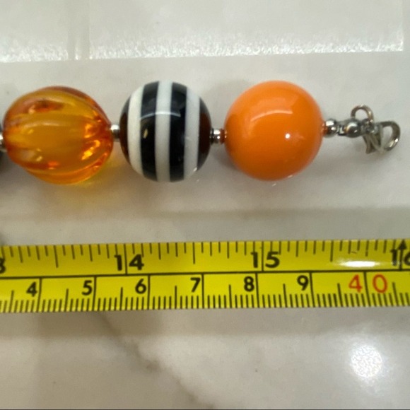 Tangerine  / Black Bauble Statement Necklace - Picture 2 of 3